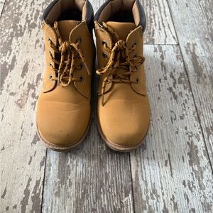 Kids Tan Lace-Up Boots